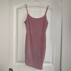 NWOT Pink Sparkling Asymmetrical Slip Dress